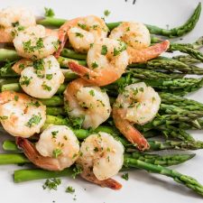 Dijon Shrimp Scampi over Fresh Asparagus