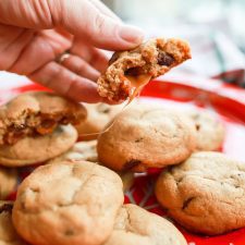 Caramel Stuffed Macchiato Chocolate Chip Cookies