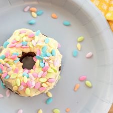 Baked Double Chocolate Chip Donuts with Fresh Banana Icing
