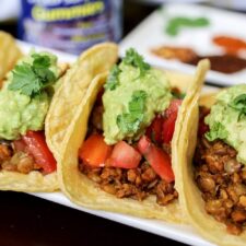 Vegetarian Lentil Tacos with Avocado and Salsa Fresca