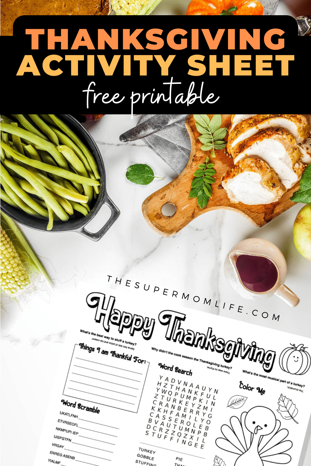 Thanksgiving Placemat Printable - The Super Mom Life