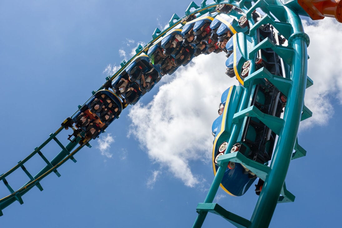 Boomerang roller coaster at Wild Adventures theme park in Georgia